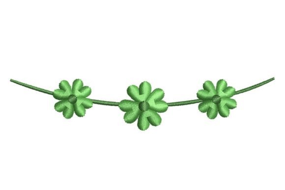 Charming Trio of Green Clover Flowers on a Stem Embroidery Design