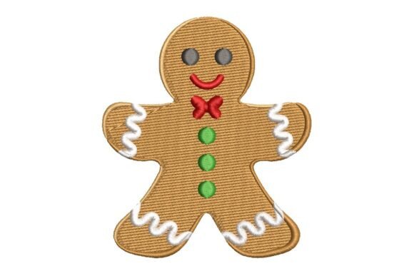 Cheerful Gingerbread Man with Green Buttons Embroidery Design Review