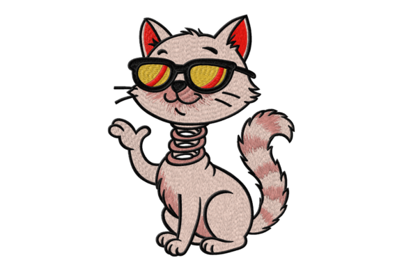 Cool Cat Embroidery Design: A Playful Pick for Craft Fair Favorites