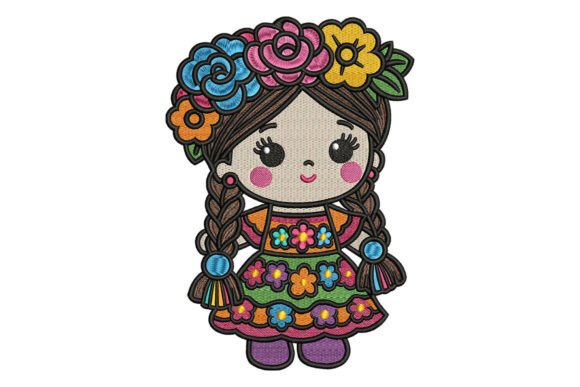Cute Mexican Girl Embroidery: A Charismatic Design for Etsy Sellers