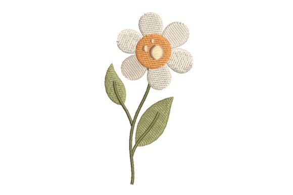 Delicate Daisy with Dewdrop Embroidery Design