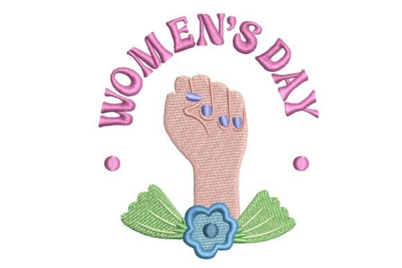 Empowering Fist with Floral Accents Embroidery Design