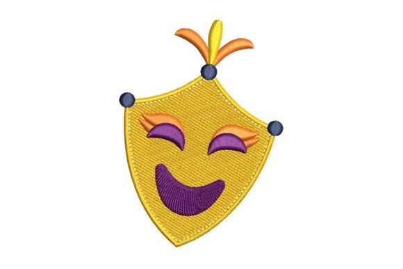 Happy Jester Mask with Feathers Embroidery Design