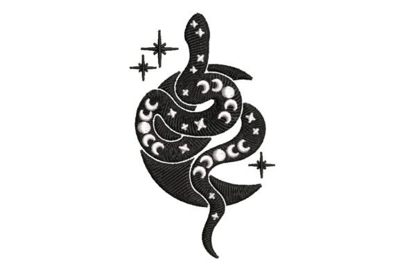 Mystical Celestial Snake & Moon Phases Embroidery