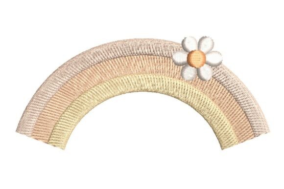 Pastel Rainbow Arch with Daisy Flower Embroidery Design