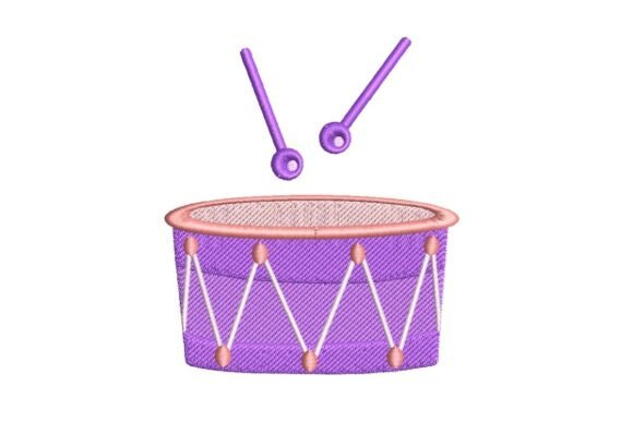 Playful Purple Drum with Sticks Embroidery Design Review