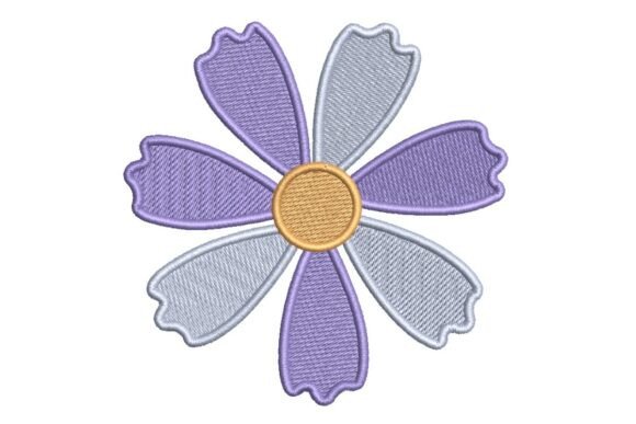Purple & White Daisy Flower Embroidery Design
