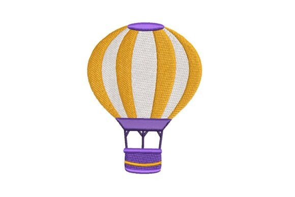 Striped Hot Air Balloon Embroidery Design