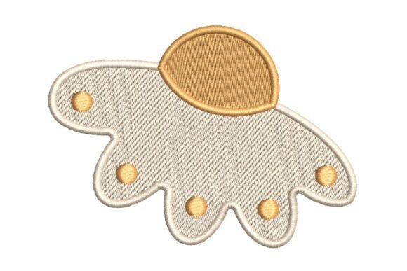 Stylized Flower or Cloud with Gold Accents Embroidery Design