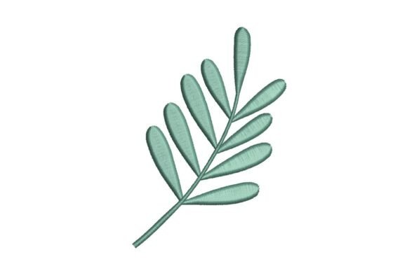 Stylized Teal Leaf Branch Embroidery Design